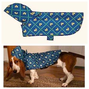 RC PETS | Packable Rain Poncho in Blue/Yellow Rubber Ducky Print, Size Medium